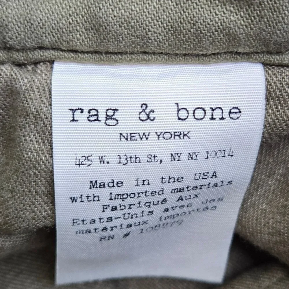 Rag & Bone army green cargo pants 100% cotton women's size 25 cropped